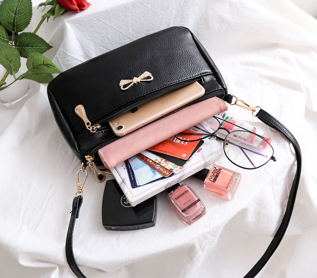 PALAY Small Women's Crossbody Bags Soft PU Leather Wristlet Clutch Shoulder Bag with Zip Pockets Includes Adjustable Shoulder and Wrist Straps (Black) PALAY Small Women's Crossbody Bags Soft PU Leather Wristlet Clutch Shoulder Bag with Zip Pockets Includes Adjustable Shoulder and Wrist Straps (Black)